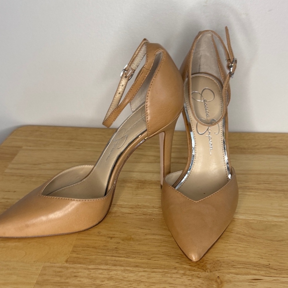 Jessica Simpson Tan Ankle Strap Heels
